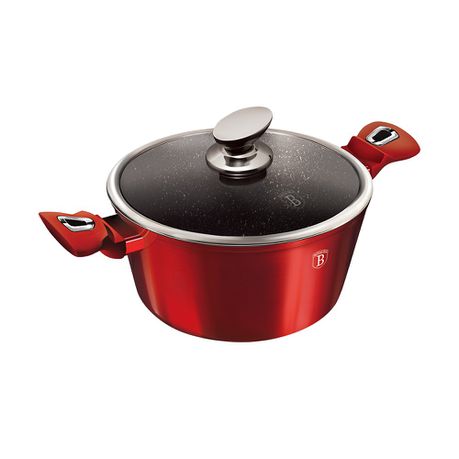 Berlinger Haus 24cm Marble Coating Casserole with Lid - Burgundy Metallic Line Buy Online in Zimbabwe thedailysale.shop
