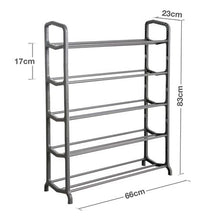 Load image into Gallery viewer, Knight Space Grey 5 Tier Metal Space Saving Lightweight Shoe Rack
