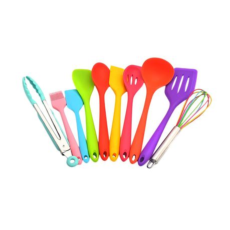 10 Piece Colorful Non-Stick Silicone Cooking Kitchen Utensil Set Buy Online in Zimbabwe thedailysale.shop