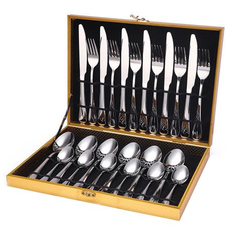 LMA Decadent Latch Storage Box & 24 Piece Cutlery Set  -  Polished Silver Buy Online in Zimbabwe thedailysale.shop