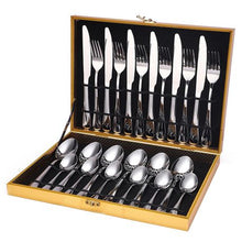 Load image into Gallery viewer, LMA Decadent Latch Storage Box &amp; 24 Piece Cutlery Set  -  Polished Silver
