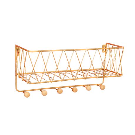 Iron and Wood Wall Decor and Storage Shelf (Gold) Buy Online in Zimbabwe thedailysale.shop