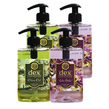Dex Luxury Liquid Hand Soap - 2 Olive Oil and 2 Lila Bella - 4 x 500ml
