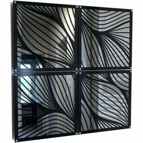 Infinity Tree - Mirror and Satin Black Metal Wall Art Home Décor 80x80cm