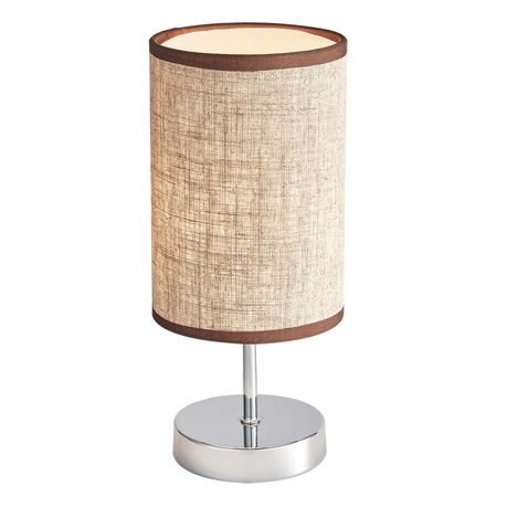 Polished Chrome Table Lamp with Hessian Colour Fabric Shade TL630