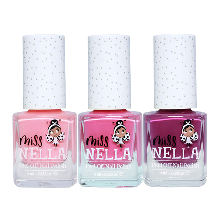 Miss Nella Sweet Little Pack - 3 Peel Off, Water Base for Kids Nail Polish