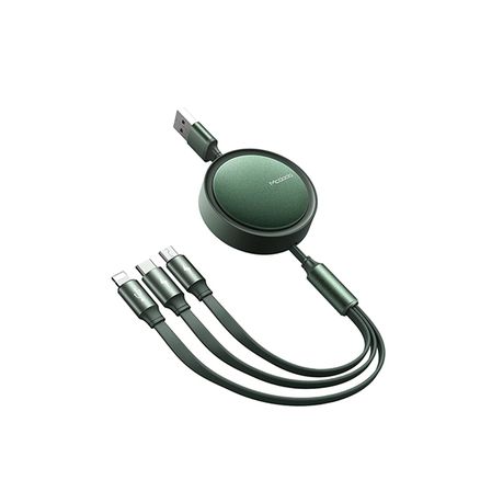 Mcdodo 3-in-1 1.2m 3A Fast Charging Retractable Charging Cable - Green Buy Online in Zimbabwe thedailysale.shop