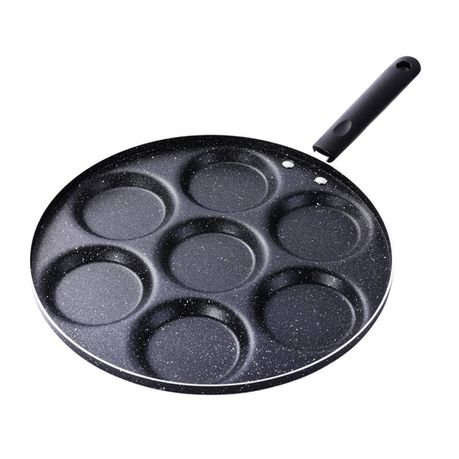7 Holes Non-Stick Frying Pan Fried Eggs Pot - Black