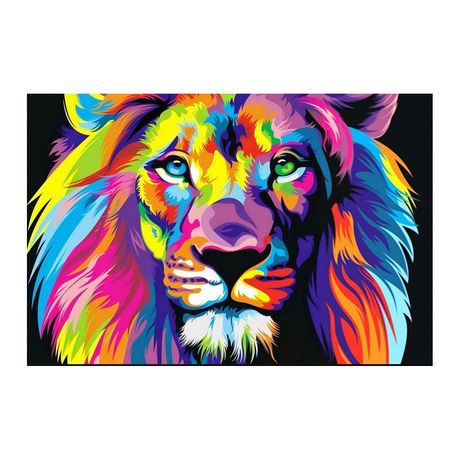 Canvas Art: Modern Abstract Paint - Colorful Lion Buy Online in Zimbabwe thedailysale.shop
