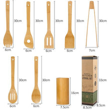 Load image into Gallery viewer, Bamboo Cooking Utensils With Holder 8 Pcs Set
