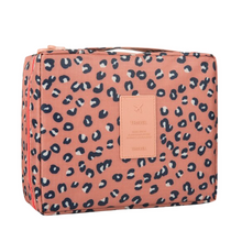 Load image into Gallery viewer, Water-Resistant Pink Leopard Travel Cosmetic and Toiletry Bag
