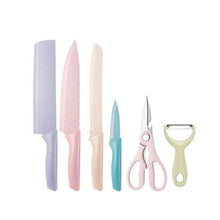 Load image into Gallery viewer, Corrugated Colorful Kitchen Knife Set of 4 with Scissors &amp; Peeler
