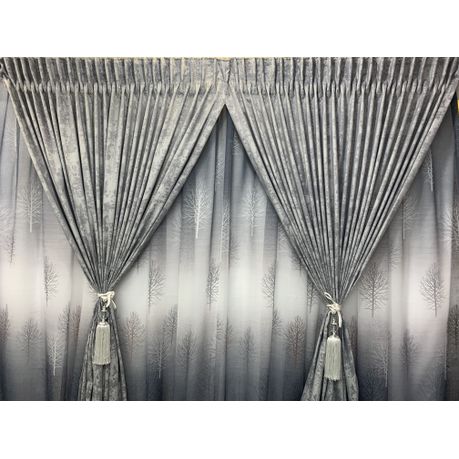 Grey & White Theme Curtain & Lace 2.5x2.4m Buy Online in Zimbabwe thedailysale.shop