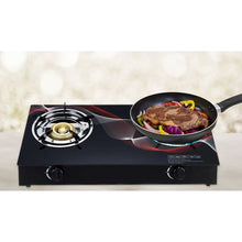 Load image into Gallery viewer, Two-Burner Auto-Ignition Tempered Glass Panel Gas Stove - Red Swirl Edition

