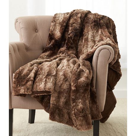Wonder Trend Faux Fur Luxury Mink Thermal Heat Blanket Throw  Dark Brown