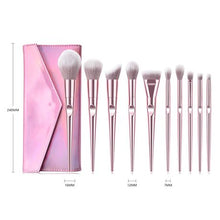 Load image into Gallery viewer, 10 Piece Professional Makeup Brush Cosmetic Set with Carry Bag - Rose Gold
