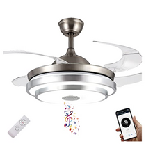 Load image into Gallery viewer, Bluetooth Speaker Retractable Ceiling Fan With Remote
