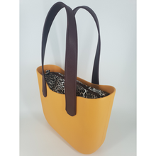 Load image into Gallery viewer, Eva Classic Handbag Mustard, PU Leather Leopard Print Inner, Brown Handles
