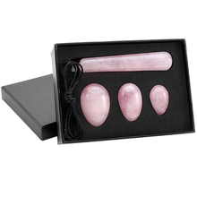 Load image into Gallery viewer, 3 x Rose Quartz Yoni Eggs With Yoni Wand
