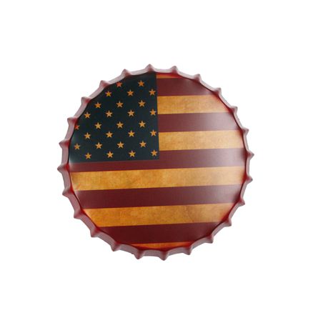 Retro Vintage Decorative Wall Metal Bottle Cap Sign - USA FLAG Buy Online in Zimbabwe thedailysale.shop