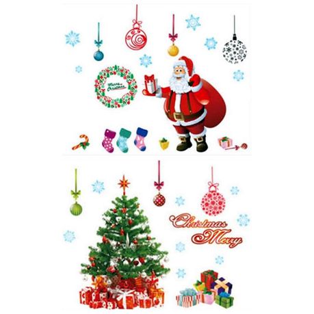 SJG-Christmas Decor Santa Christmas Tree 2 Piece Window Sticker Buy Online in Zimbabwe thedailysale.shop