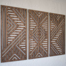 Load image into Gallery viewer, db Creative - Large Geo Wood Wall art décor set of 3 panels
