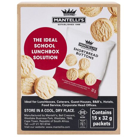 Mantelli's Shortbread Buttons 15 x 32g Packets Buy Online in Zimbabwe thedailysale.shop