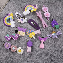 Load image into Gallery viewer, 14 Piece Baby Hair Accessories Set Cute Girls Hairpin Clips Bows Box Purple
