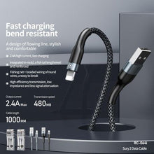 Load image into Gallery viewer, 1m 2.4A USB to iPhone Data charger Cable - Black
