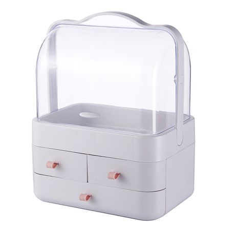 Everglitz Acrylic Cosmetic Organizer Storage Box With Drawers- White & Pink Buy Online in Zimbabwe thedailysale.shop