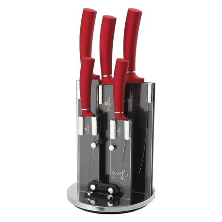 Berlinger Haus 6 Piece Non-Stick Coating Knife Set with Stand - Burgundy Buy Online in Zimbabwe thedailysale.shop