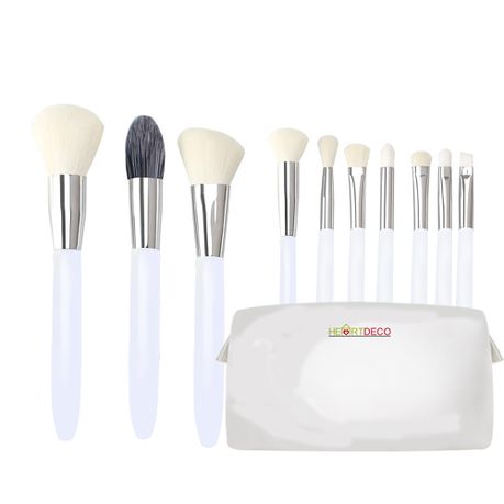 10 Piece Makeup Brush with PU Cosmetic Bag Set