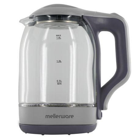 Mellerware 360 Degree Cordless Glass Kettle Grey 1.8L 1800W Omega