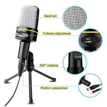 Load image into Gallery viewer, 3.5mm Condenser Microphone with Volume Control and Tripod Stand
