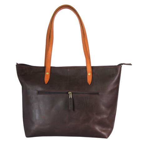 Finery Genuine Leather Shopper Bag - Brown & Toffee Buy Online in Zimbabwe thedailysale.shop