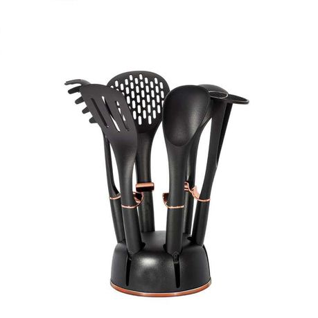 7-Piece Non-Stick Kitchen Utensil Set - Black & Rose Gold Buy Online in Zimbabwe thedailysale.shop