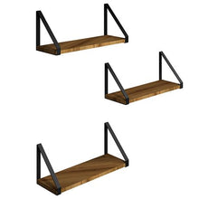 Load image into Gallery viewer, Décor Essential 3-Set Floating Shelves with Metal Brackets
