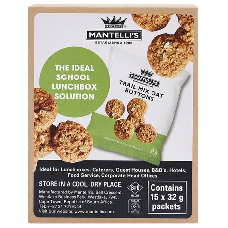 Mantelli's Oat Trail Mix Buttons 15 x 32g packets Buy Online in Zimbabwe thedailysale.shop