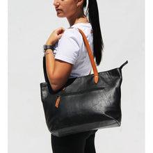 Load image into Gallery viewer, Finery Genuine Leather Shopper Bag - Black &amp; Toffee
