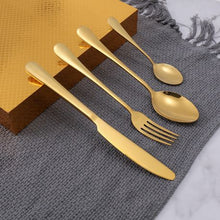 Load image into Gallery viewer, LMA 24 Piece Cutlery Set &amp; Storage Case - Polished Gold Finish
