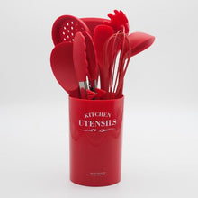 Load image into Gallery viewer, Hestia 8 Piece Silicone Kitchen Utensil Set - Red
