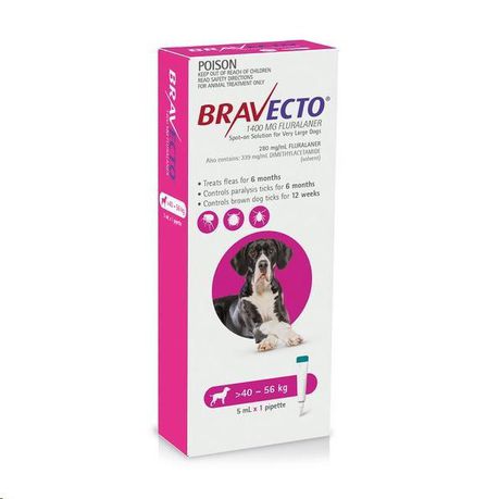 Bravecto Chewable Tick & Flea Tablet for Dogs - 40-56kg (1 Chew) Buy Online in Zimbabwe thedailysale.shop