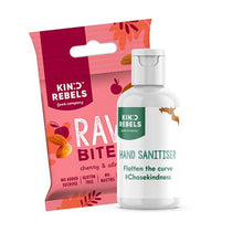 Load image into Gallery viewer, Kind Rebels Raw Bites Made With Cherry &amp; Almond + Hand Sanitizer 60ML
