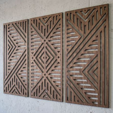 Load image into Gallery viewer, db Creative - Large Geo Wood Wall art décor set of 3 panels
