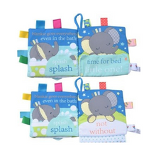 Load image into Gallery viewer, Soft Baby Label Cloth Book - Little Elephant's Blankie

