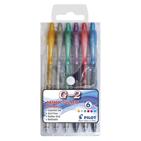 Pilot G2 0.7mm Metallic Gel Pens - Wallet of 6 Colours Buy Online in Zimbabwe thedailysale.shop