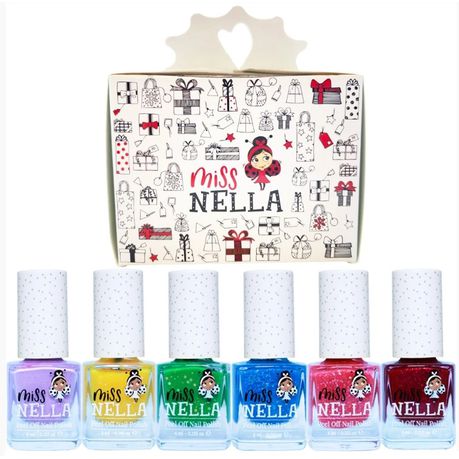 Christmas Glitter Pack of 6 Non Toxic Nail Polishes For Girly Kids