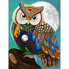 Load image into Gallery viewer, Diamond Painting DIY Kit - Full Drill Round Dot - Owl Under Moon

