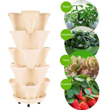 Load image into Gallery viewer, Garden Flower Pot Plastic Stackable Vertical Set on Wheels
