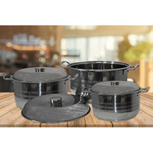 Load image into Gallery viewer, 6 Piece Stainless Steel Complex Bottom Pot Set - 26/28/30cm Pots &amp; Lids
